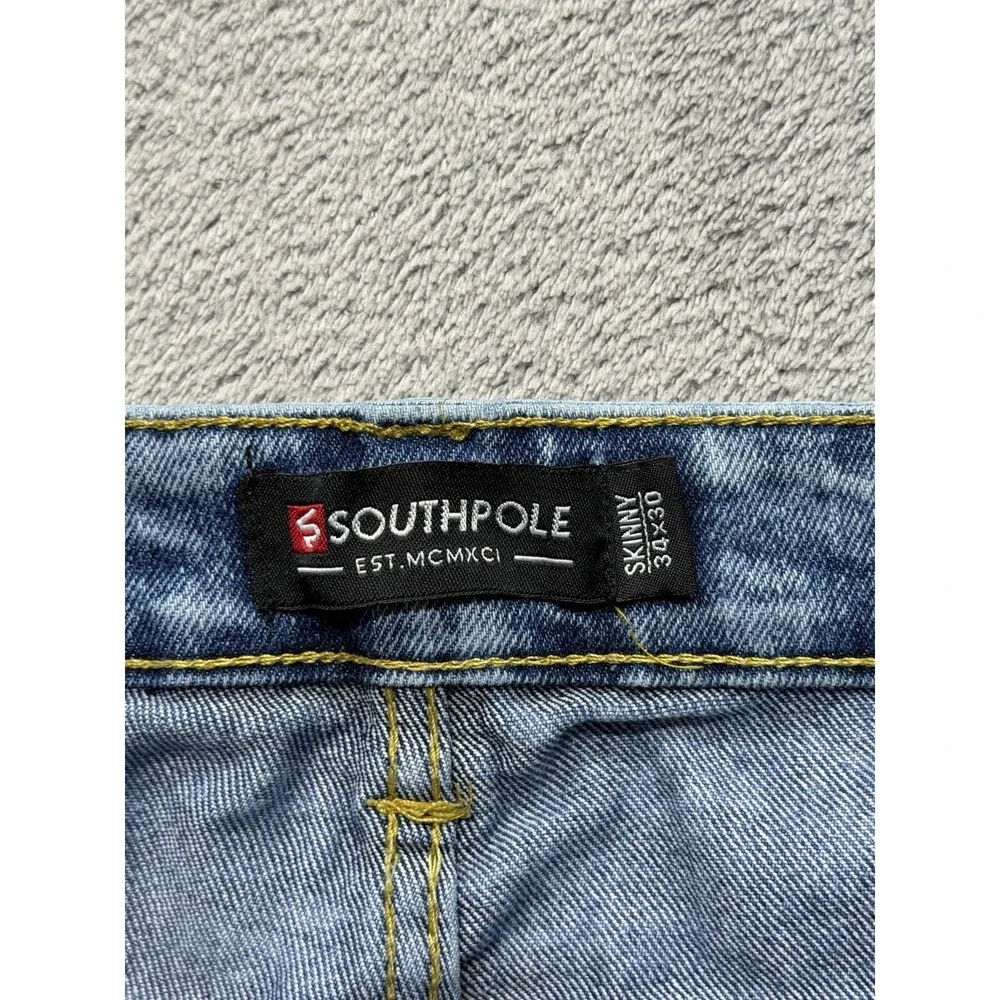Southpole Jean Men Measured 32x29 Light Blue Acid Wash Skinny Tapered Streetwear